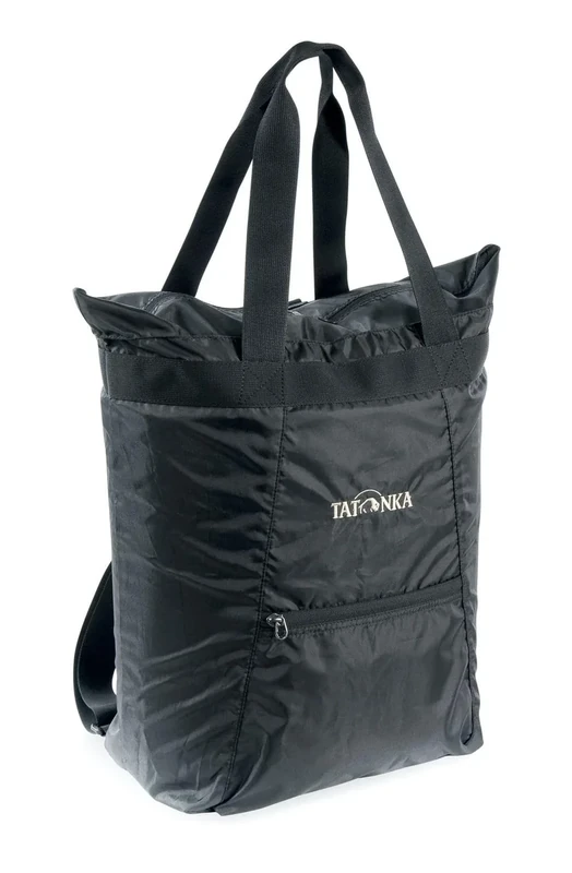 Tatonka Rucksacktasche Market Bag 22l - Leichte Einkaufstasche/Shopper mit verstaubaren Rucksackträgern und Reißverschluss - als Tasche oder Rucksack verwendbar - 22 Liter (schwarz)