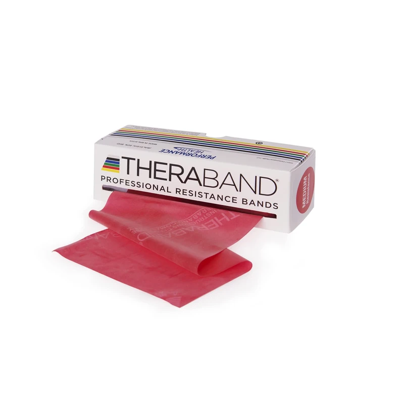 TheraBand 5,50m im Vorratsrolle | Fitnessband | Gymnastikband | Stretchband für Ganzkörpertraining | Widerstandsband | Terrabänder Therapie, Reha |100% Naturlatex Rot