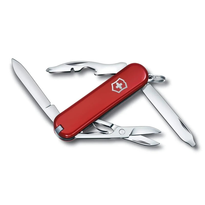 Victorinox Taschenmesser Rambler, Klein, 10 Funktionen, Swiss Made, Multitool mit Phillips-Schraubendreher, Schere, Rot