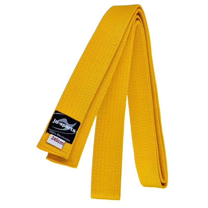 Ju-Sports Budogürtel - gelb, Baumwolle I Kampfsport Gürtel Für Budo-Sportarten, Judo, Karate, Kickboxen & mehr I Ca. 4 cm breiter Martial Arts Gürtel I 320 cm