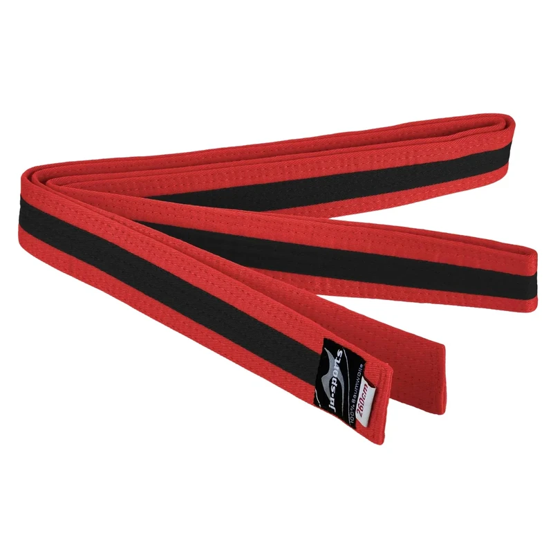 Ju-Sports Budogürtel - rot/schwarz/rot, Baumwolle I Kampfsport Gürtel Für Budo-Sportarten, Judo, Karate uvm. I Ca. 4 cm breiter Martial Arts Gürtel I 240 cm