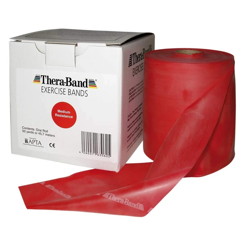 Theraband Original Fitness Latex-Widerstandsbänder – Vorratsrolle 45,5 Meter, 100% Naturlatex, Ideal für Rehabilitation, Muskelkonditionierung, Ganzkörpertraining, Rot | Mittel - Image 1