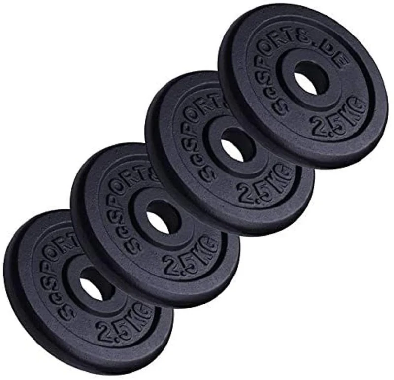 ScSPORTS® Hantelscheiben - Set, 2/4/5/10/15/20 kg, Ø 30/31 mm, Gusseisen - Gewichtsscheiben, Hantelscheiben-Set, Hantelgewichte, Fitness Scheiben, Gussscheiben, Gewichte (10 kg (4 x 2,5))