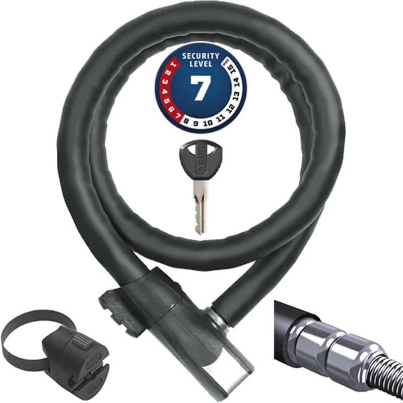 ABUS Panzerkabelschloss Steel-O-Flex Centuro 860 - mit QuickSnap RBU-Halter - Kabelschloss aus Stahlkabel mit Panzer aus Stahlhülsen - ABUS-Sicherheitslevel 7-110 cm, Schwarz - Image 1