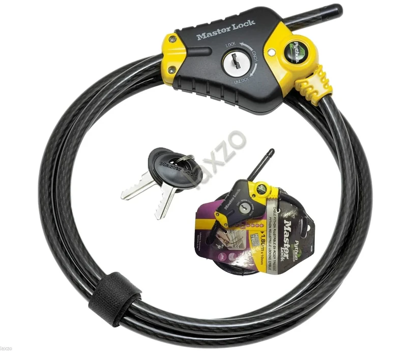 MASTER LOCK 8433EURDPF KABEL PYTHON 1,80M X 10MM + GELBER SCHLIESSKOPF (NEW DESIGN) - Image 1