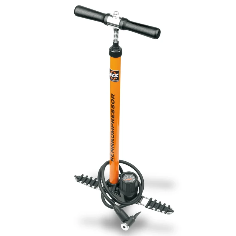 SKS GERMANY RENNKOMPRESSOR E.V.A. Standpumpe (Luftpumpe für alle Ventilarten, Präzisionsmanometer, Metallrohr, Gussfuß, Holzgriff, max. Druck: 16 bar / 232 PSI) - Image 1