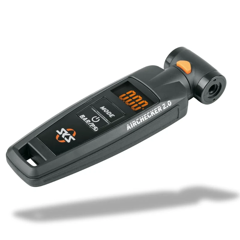 SKS GERMANY AIRCHECKER Digitaler Luftdruckprüfer (Fahrradzubehör, Reifendruckprüfer mit Ablassfunktion und Echtzeitmessung, Duo-Kopf für AV/SV Ventile, max. 10 bar / 144 PSI), schwarz
