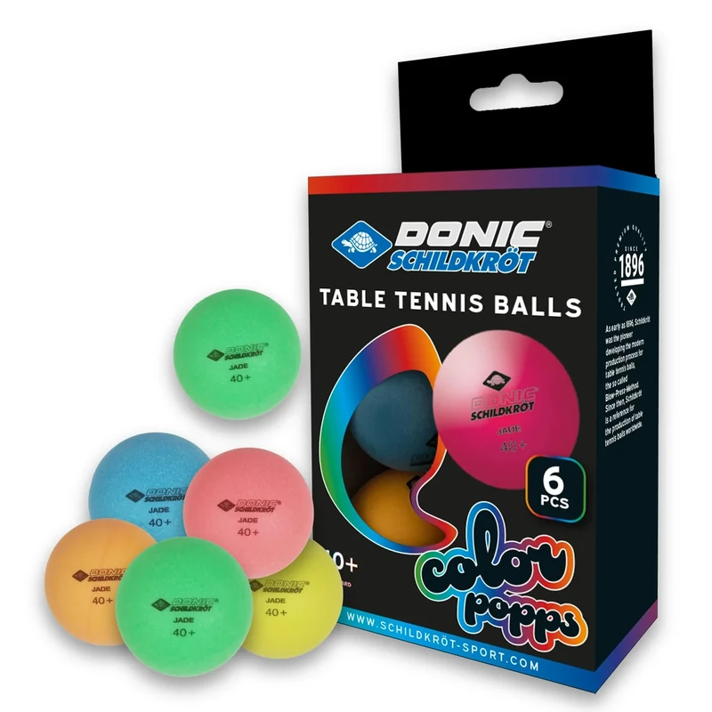 Donic-Schildkröt Tischtennisball Colour Popps, 6 farbige Bälle in Poly 40+ Qualität