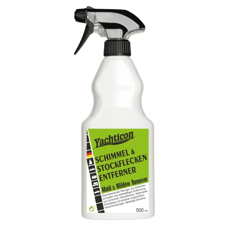 Yachticon Schimmel & Stockflecken Spray 500 ml – Effektive Lösung gegen Flecken und Gerüche auf Boot, Wohnmobil, Zelt, Bad, Polstern, Kunststoff, Textilien