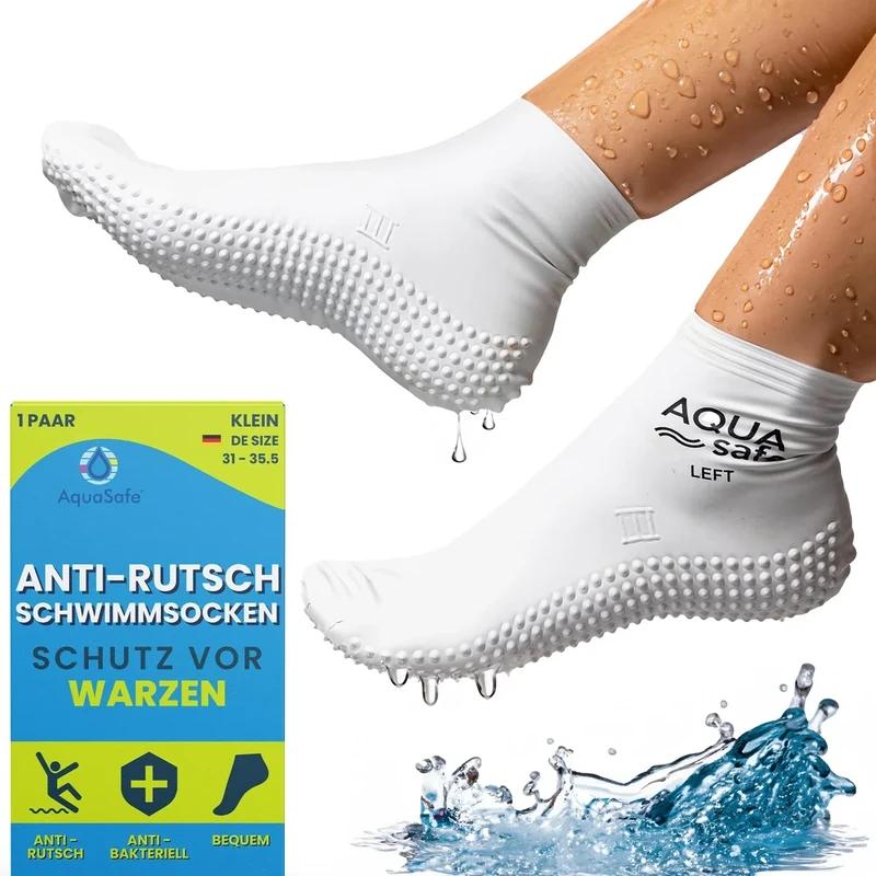 Aquasafe Guardsocks Unisex Kinder Schwimmsocken mit Verucca-Socken, weiß, Small (Kids 31-35.5)