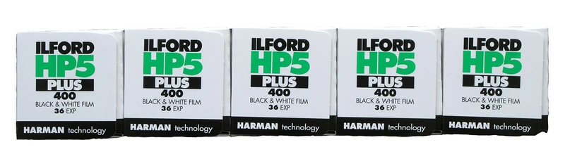 Ilford HP5 Plus Schwarzweißfilm, 35mm, 36 Belichtungen pro Rolle, 5 Rollen