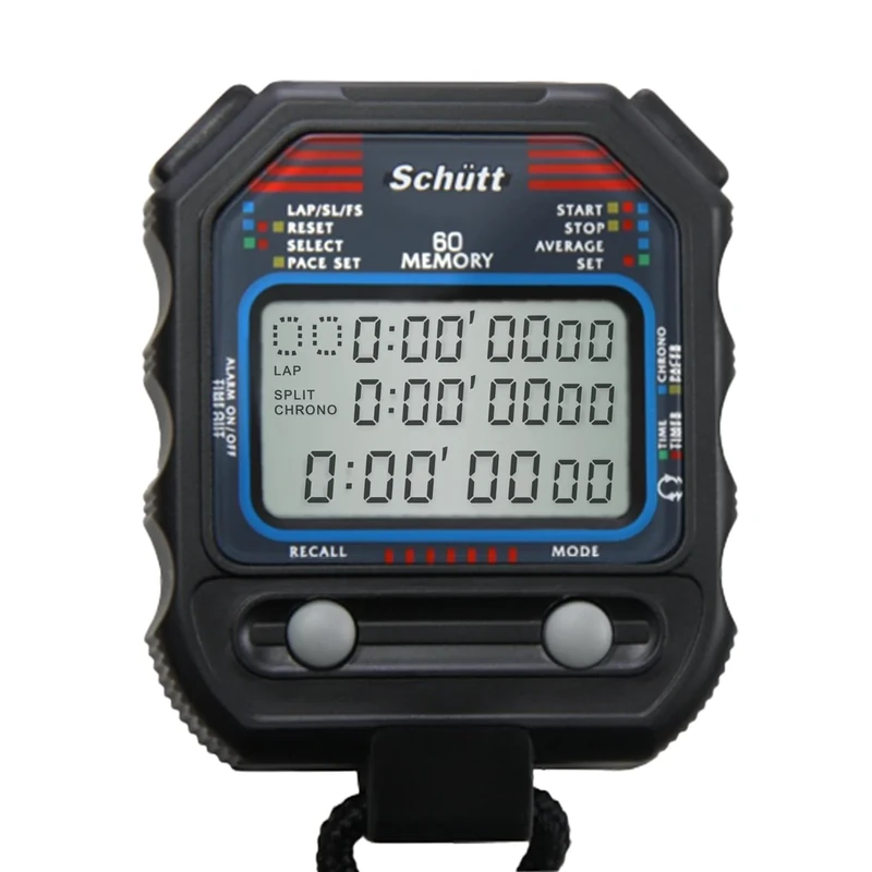 SCHÜTT Stoppuhr PC-90 (60 Memory Speicher | Uhrzeit & Datum | Dualtimer) - Digital Profi Stoppuhr mit Druckpunktmechanik | spritzwasserfest | Trainer - Image 1