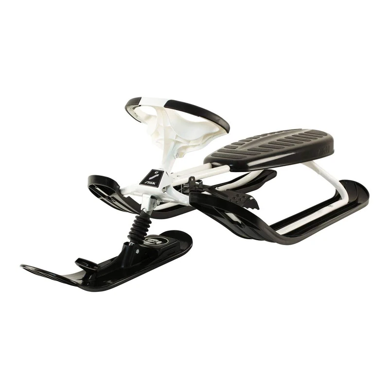 STIGA Snowracer Supreme GT Lenk Schlitten mit Curve Ski System, Stoßdämpfer und Bremse – Robuster Stahlrahmen, für Kinder ab 7 Jahren und Erwachsene, Maximalgewicht 90 kg, Weiß