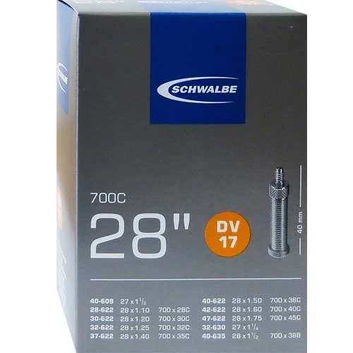 Schwalbe Fahrradschlauch DV17 mit Blitzventil ~ 28" ~ 37-622 mm (28 x 1 3/8 x 1 5/8 Zoll) (28 x 1.40 Zoll)