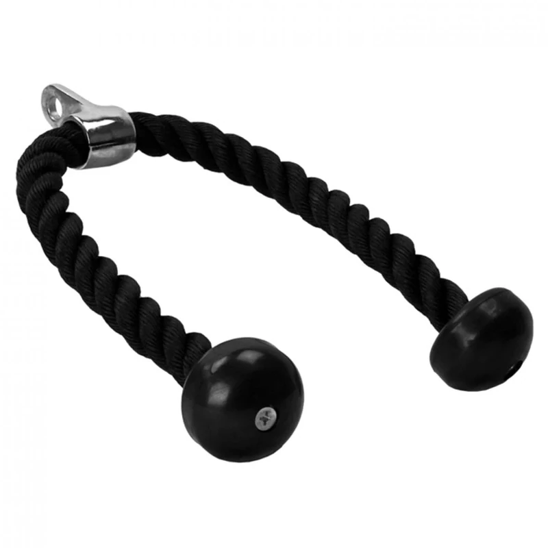GORILLA SPORTS® Trizepsseil - 68cm / 85cm / 100cm, mit Drehgelenk, bis 150 kg Belastbar, Schwarz - Trizeps Seil, Kabelzuggriff, Tau Nylon, Kabelzug, Seilzug, Pull Down, Bizeps Seil, Kraftstation
