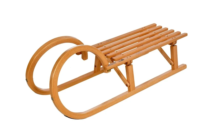 COLINT VT-Sport Holzschlitten 100 cm Hörnerrodel Rodel Faltbarer Klappbarer Kinderschlitten Premium Holz-Schlitten aus Buchenholz Klappschlitten