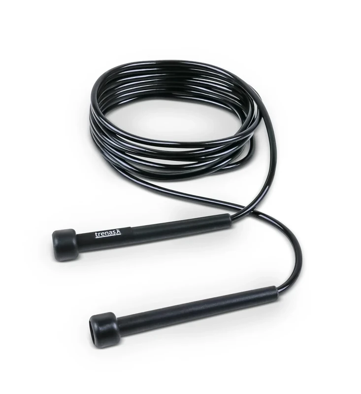 trenas - Speed Rope 3 Meter, Schnell drehendes Jump Rope mit Kunststoffgriffen, Profi Speed Seil für Fitness, Cross Training, Boxen & Cardio, verstellbares Springseil für Kinder & Erwachsene, Schwarz