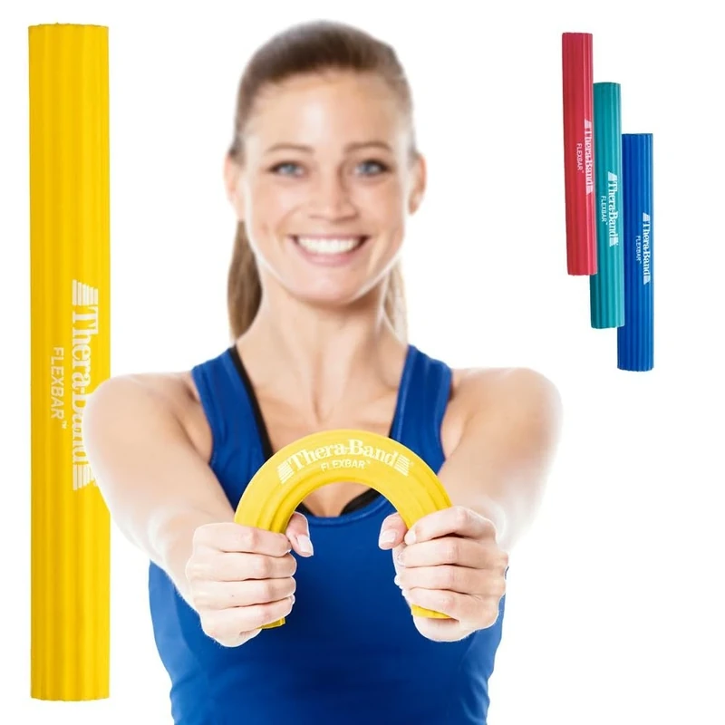 TheraBand FlexBar Handtrainer | Unterarmtrainer für Rehabilitation & Griffkraft | Trainingsgerät für Hand, Handgelenk & Unterarm | Fitness Zubehör | Handmuskeltraining | Flexibler Übungsstab (GELB)