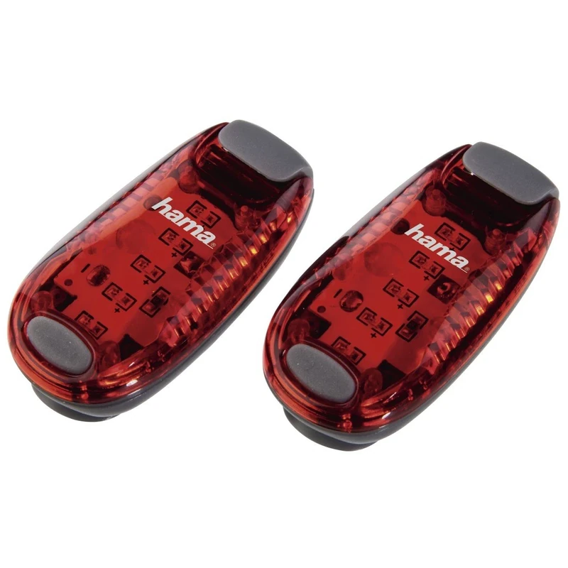 Hama LED-Sicherheitslicht 2er Set (Dauerlicht inkl. Batterie, Blinklicht ideal für Jogger, Schulkinder, Radfahrer) rot
