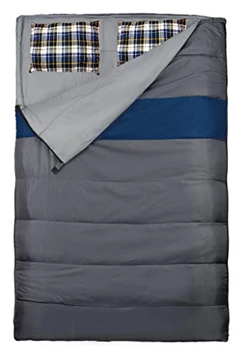 Explorer Schlafsack 220 x 150/75 cm Duo Deckenschlafsack Doppelschlafsack (auch als 2Einzelschlafsäcke nutzbar) Sommerschlafsack +/-0°C Outdoor Camping 4624, grau/blau