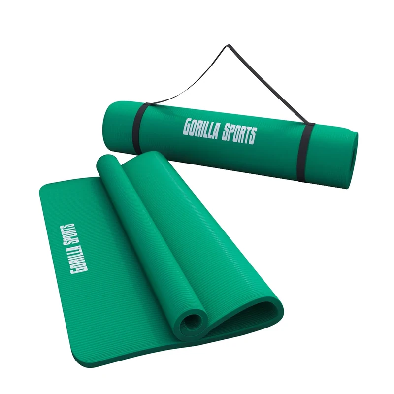 GORILLA SPORTS® Yogamatte - 190x60x1,5 cm oder 190x100x1,5 cm, mit Tragegurt, Phthalatfrei, Rutschfest, Farbwahl - Gymnastikmatte, Fitnessmatte, Sportmatte, Trainingsmatte, Übungsmatte