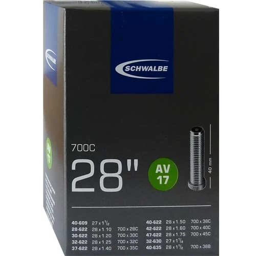 SCHWALBE Fahrradschlauch AV17 mit Autoventil ~ 27"/28" ~ 28/47-622/635 mm (28 x 1 1/4 - 1,75 Zoll)