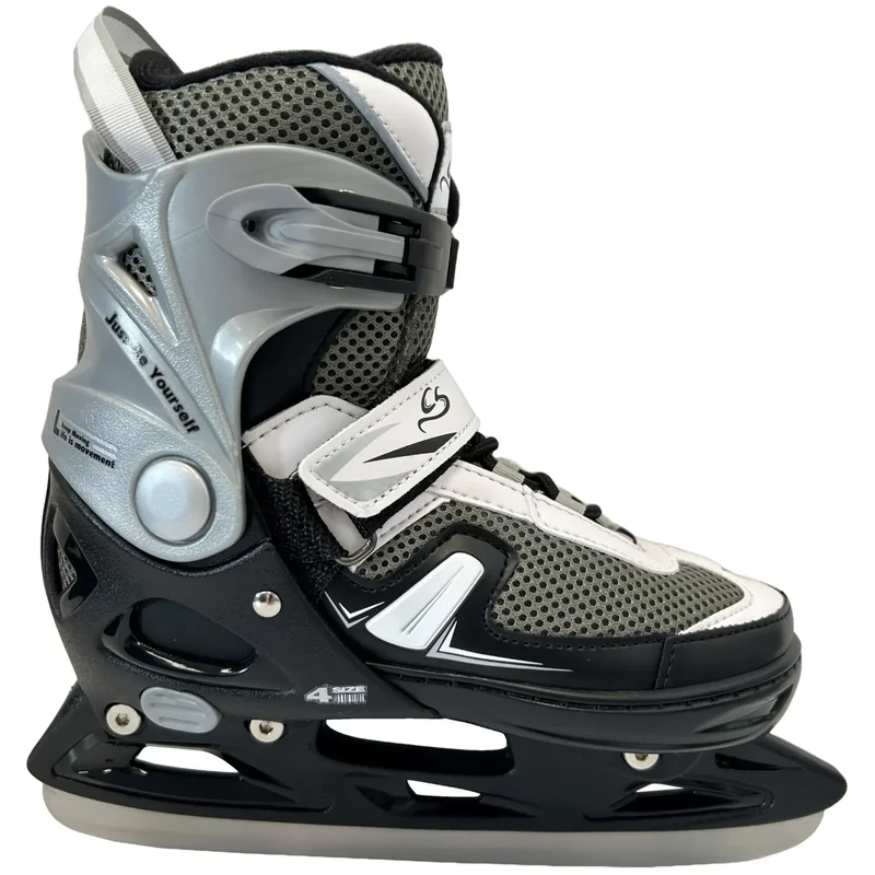 Cox Swain verstellbare Schlittschuhe Push, Eislaufschuhe für Kinder, Jugendliche und Erwachsene bis 100KG, vorgeschliffene Edelstahlkufe, Softboot, Black, Gr. M (37-40)