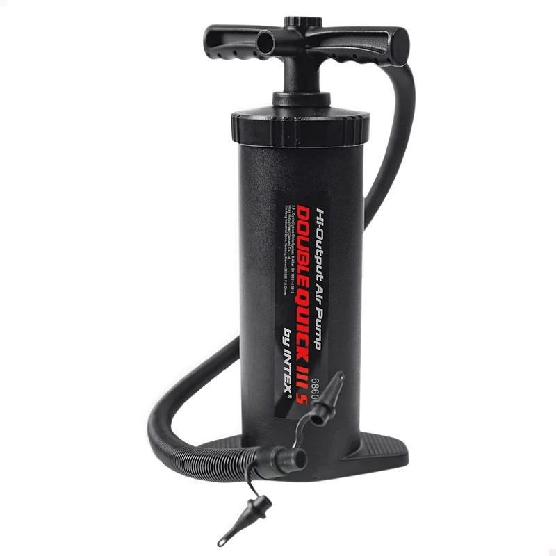 Intex Double Quick 3 S Hand Pumpe - Luftpumpe - 37 cm - Mit 3 Düsenaufsätze 68605 Schwarz L - Image 1