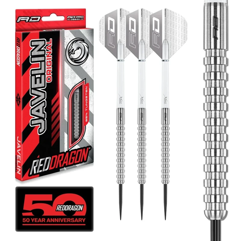 RED DRAGON Darts - Javelin Original Tungsten Darts | Profi Steeldarts mit Metallspitze, Flights & Shafts | Erhältlich in 20g, 22g, 24g, 26g | Präzise, langlebig & perfekt ausbalanciert.