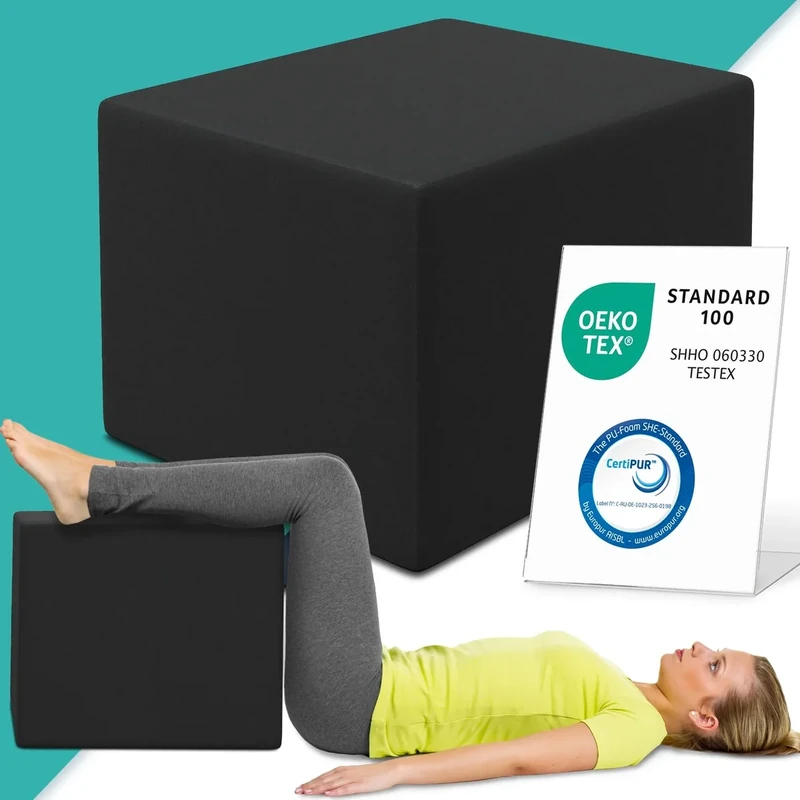 ELONEO Bandscheibenwürfel, Stufenlagerungswürfel zur Stufenlagerung, Stufenbett mit Bezug, Fitness Würfel, Schaumstoff, 40 x 50 x 50 cm - Image 1