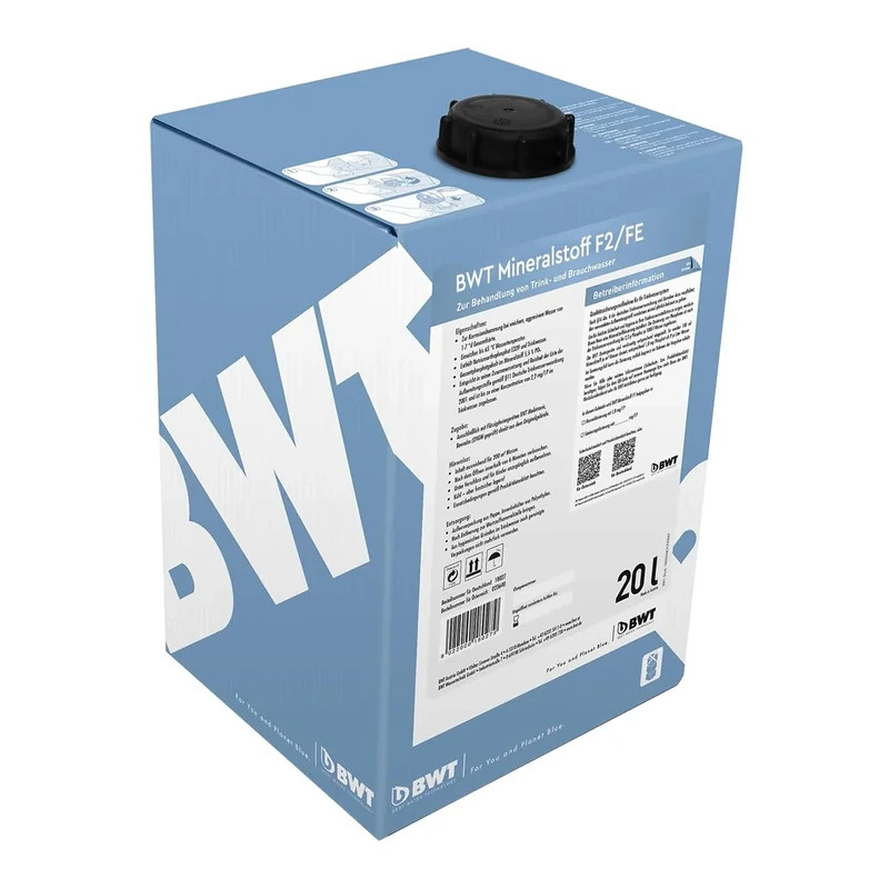 BWT Mineralstoff F2/FE 20l Dosiermittel für Wasserhärte 7–14 °dH | ideal bei mittlerem Wasser | Mineralstoffe für Trink- und Brauchwasser | zuverlässige Wasseraufbereitung| Kalkschutz und Geräteschutz