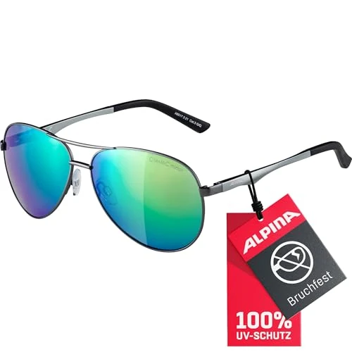 ALPINA A 107 - Verspiegelte und Bruchsichere Sonnenbrille Mit 100% UV-Schutz Für Erwachsene, gun matt, One Size