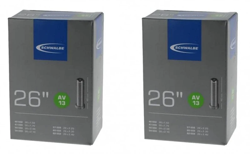 Schwalbe AV13 Fahrradschlauch, Unisex, Erwachsene, Schwarz, 66,04 cm (26 Zoll), 2er Pack