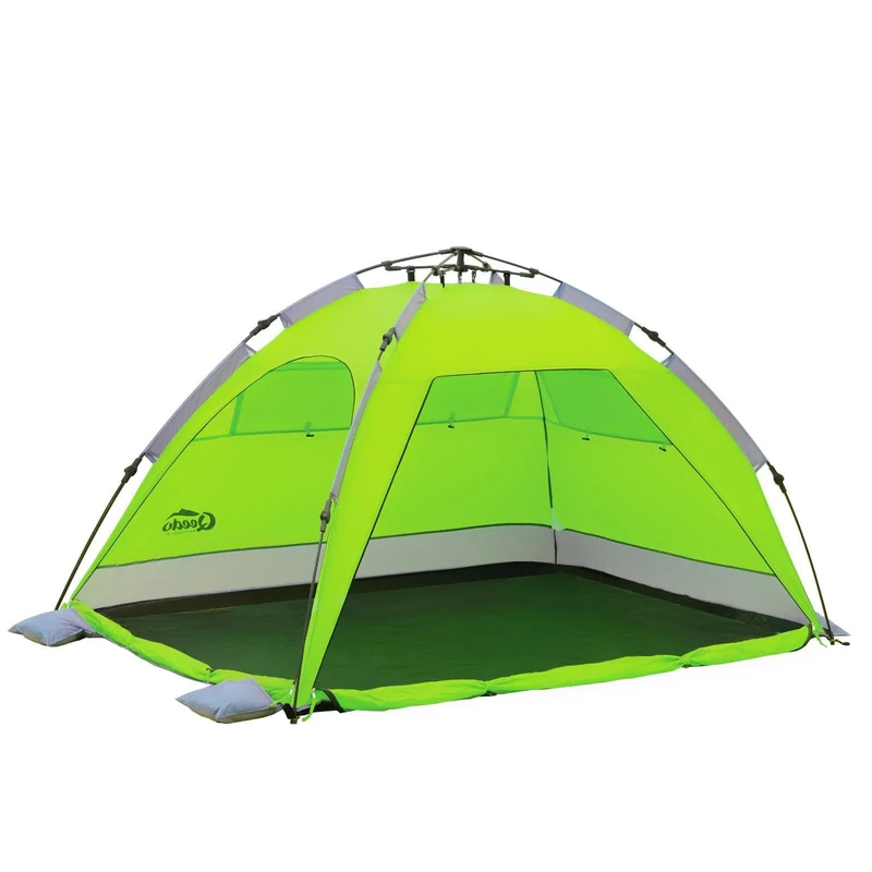 qeedo Strandmuschel Quick Palm Grün mit UV-Schutz - kleines Packmaß - schnell aufzubauender Sonnenschutz