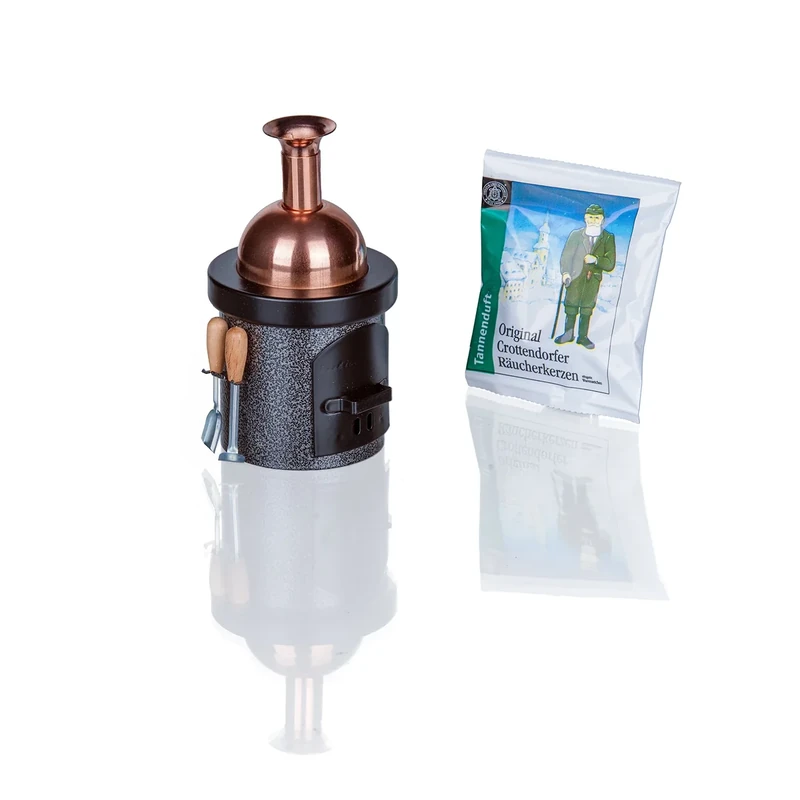 Crottendorfer Räucherkerzenofen "Braukessel" in schwarz - Hammerschlag - für Räucherkerzen Größe M
