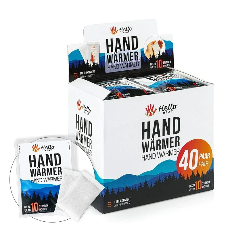 HELLO HEAT Handwärmer, 40 Paar Wärmepads für 10 Stunden Wärme I Sofort aktivierbare Taschenwärmer I Zuverlässiges Heatpad – für Jackentasche, Hosentasche & als Handschuhwärmer
