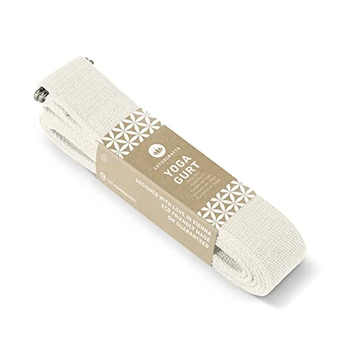 Lotuscrafts Yogagurt - 100% Baumwolle (KBA) - für bessere Dehnung - für Anfänger und Fortgeschrittene - Yoga Gurt mit Verschluss aus Metall [250 x 3,8 cm]