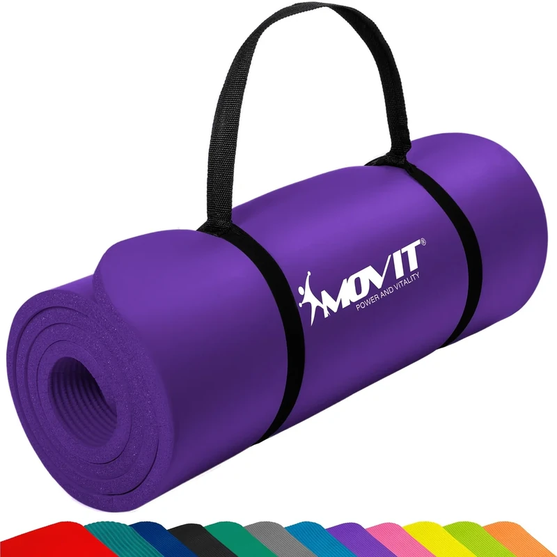 MOVIT Gymnastikmatte, hautfreundlich und phthalatfrei, in 3 Größen und 12 Farben - Auswahl: 190cm x 100cm x 1,5cm in lila
