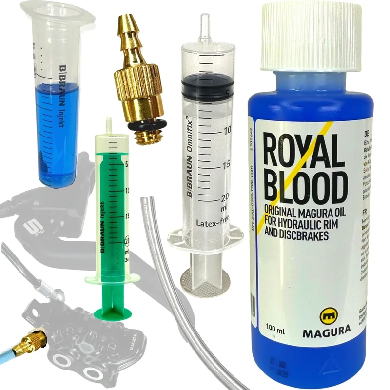 MAGURA Royal Blood Mineral Öl 100ml + F26 Service Kit Hydraulische Scheibenbremsen Felgenbremsen Entlüftungskit Set entlüften Mt 2 4 5 6 7 8 HS11 Hs22 HS33