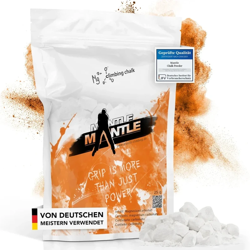 Mantle - 25 gr. hochwertiges Kletterchalk für besseren Grip | Magnesiumcarbonat Chalk Powder für trockenere Hände beim Klettern, Bouldern & Fitness