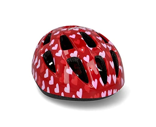 FISCHER Kinderhelm, Fahrradhelm, Jugendhelm Eule, S/M, 55-59cm, rot, hochfeste EPS-Schale, TÜV-Zertifiziert