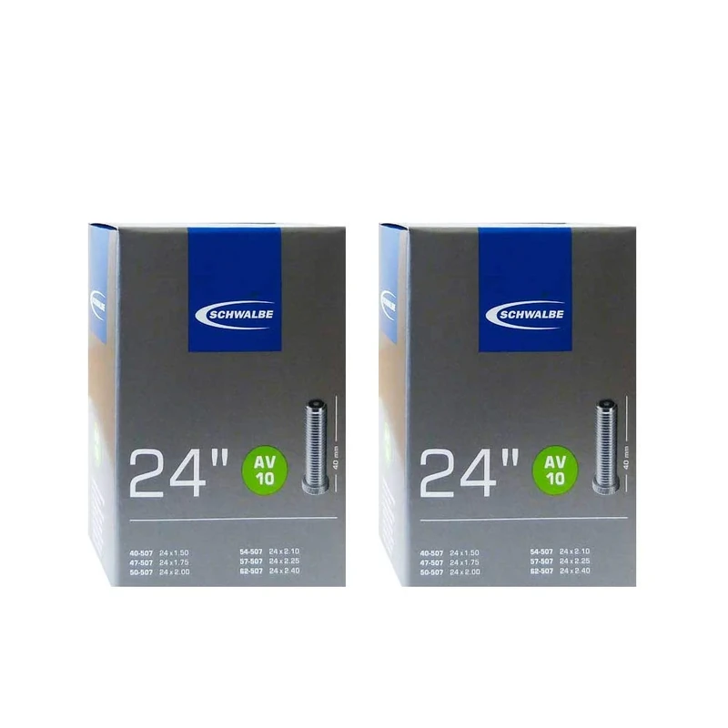 2 X Schwalbe AV10 Innenschlauch, Schwarz, 24 Inch x 1.5 (40mm Schrader Valve)