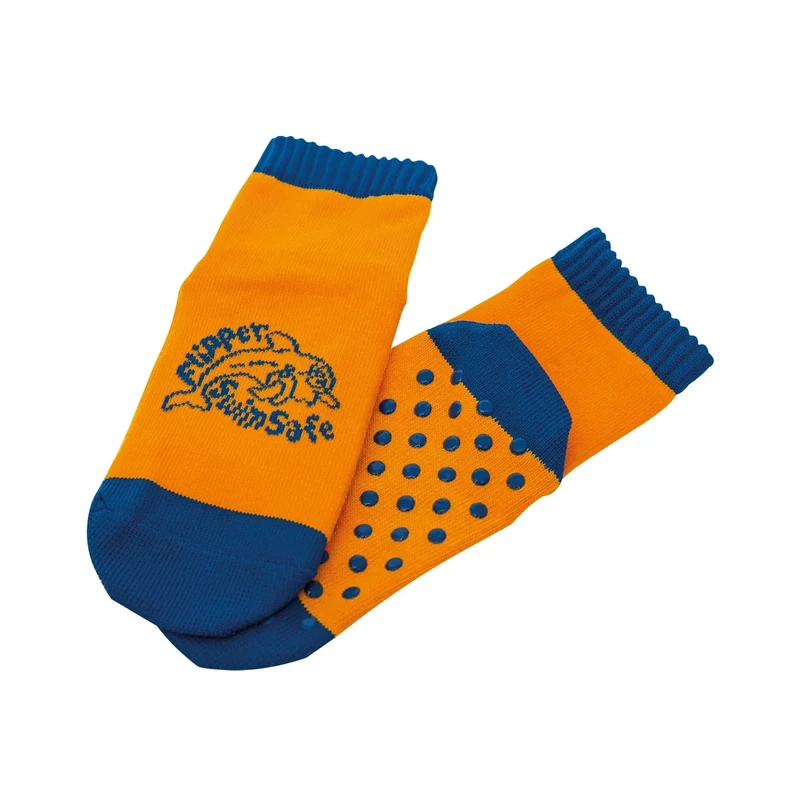 Flipper Swimsafe - Aquasocken mit Anti-Rutsch-Sohle in Blau-Orange, für Kinder und Kleinkinder, für den unbeschwerten Schwimmbadbesuch, Made in Germany