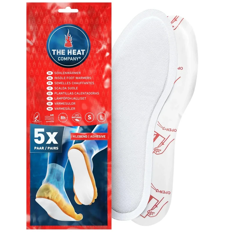THE HEAT COMPANY Sohlenwärmer klebend - 5 Paar - EXTRA WARM - Wärmesohlen - Fußwärmer - 8 Stunden warme Füße - sofort einsatzbereit - luftaktiviert - rein natürlich - Größe Large: 41-46