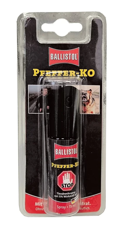 BALLISTOL 24423 Pfeffer-KO 15ml Spray – Tier-Verteidigungsspray– Abwehrspray 4m Sprühweite – Lippenstiftformat - Image 1