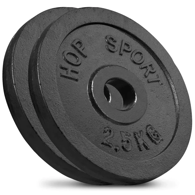 Hop-Sport 20 kg Gusseisen Hantelscheiben 30mm Set 4 x 5 kg / 2 x 10 kg - Guss Gewichte Hantel Set 30/31 mm Bohrung (2 x 2,5 kg)