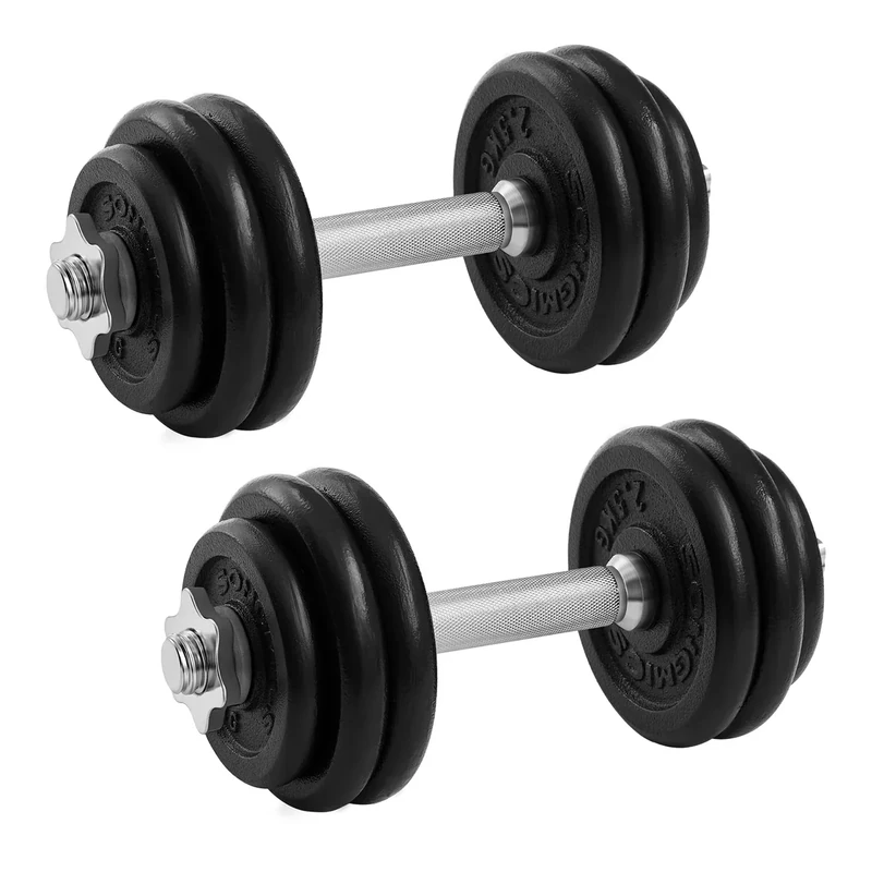SONGMICS Hanteln, Hantelset aus Gusseisen, Kurzhanteln, 2 x 15 kg, verstellbar, Workout, Fitnesstraining, Gewichtheben für Zuhause, Fitnessstudio, tintenschwarz SYL30T
