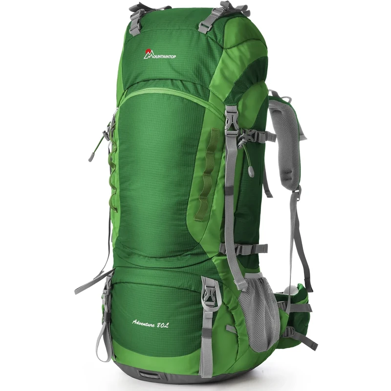 Mountaintop Trekkingrucksack 80L Wanderrucksack Herren Damen Reiserucksack Großer Rucksack mit Regenschutz für Outdoor Reisen Camping Trekking (Grün)