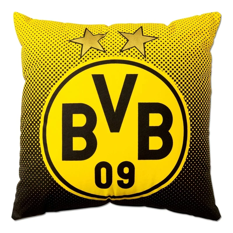Borussia Dortmund, BVB-Kissen mit Emblem, Schwarz / Gelb, 40x40cm, 1 St?ck (1er Pack)