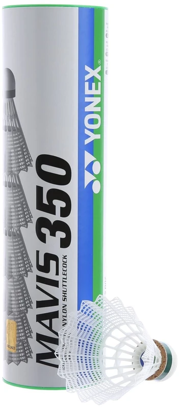 YONEX Mavis 350 Federbälle, Mittelrohr, Unisex_Erwachsene, Capuchon vert (weiß), 6 Stück